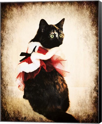 Framed Vintage Christmas Kitten Print