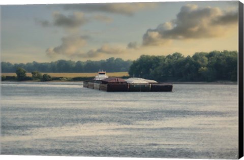 Framed Barge On The River 1 Print