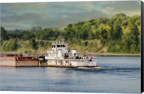 Framed Barge On The River 2 Print