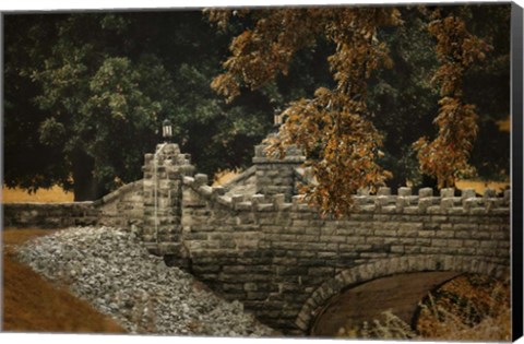 Framed Stone Bridge In Autumn Print