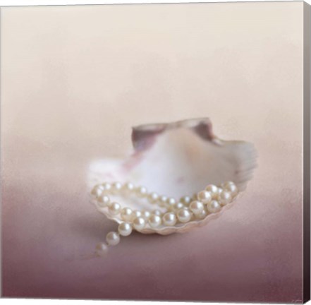Framed Pearls On A Shell Print
