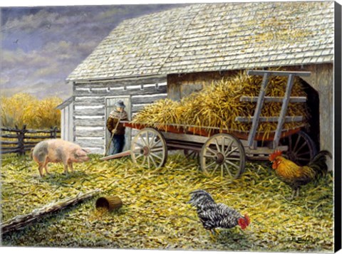 Framed Pig &amp; Chickens Print