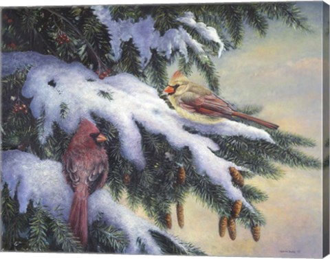 Framed Winter Cardinals Print