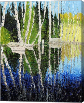 Framed Birch Tree Reflections Print
