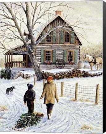 Framed Bringing Home the Tree Print