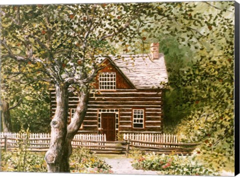 Framed Log House Upper Canada Village Print