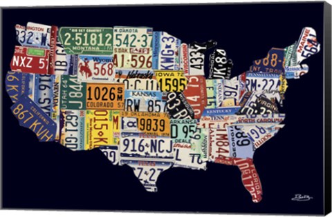 Framed USA License Map Print