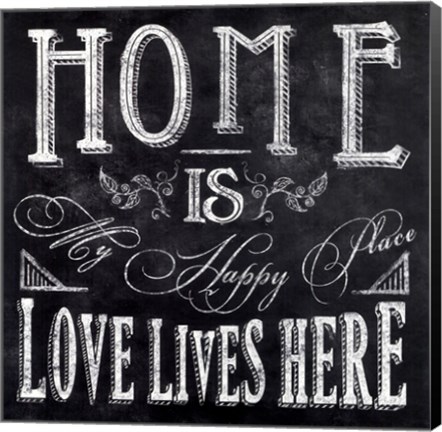 Framed Chalkboard - Happy Place Print