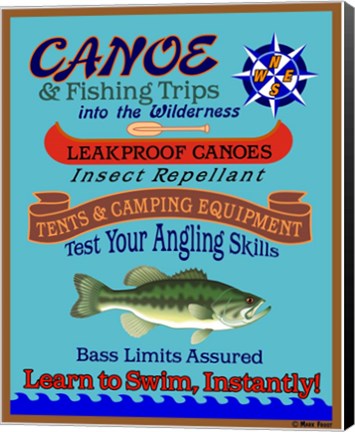 Framed Canoe Fishing Wilderness Print