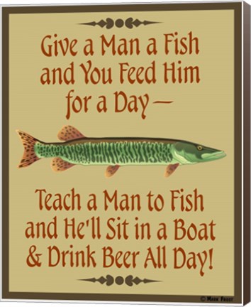 Framed Give Teach Fish Beer Print