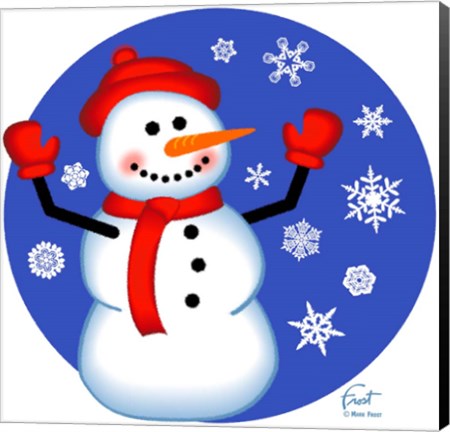 Framed Red Cap Snowman Print