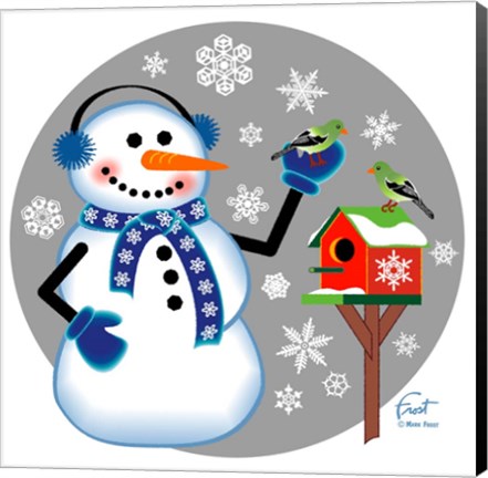 Framed Snowman Birdhouse Print