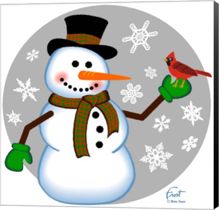 Framed Snowman Cardinal Print