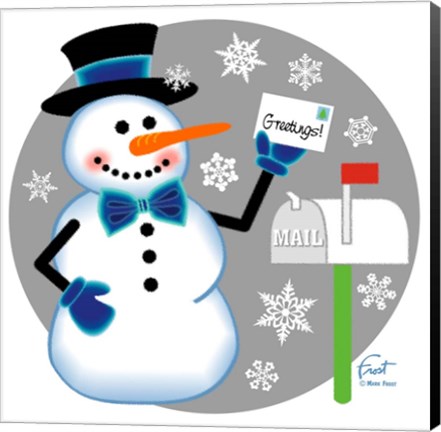 Framed Snowman Mailbox Print