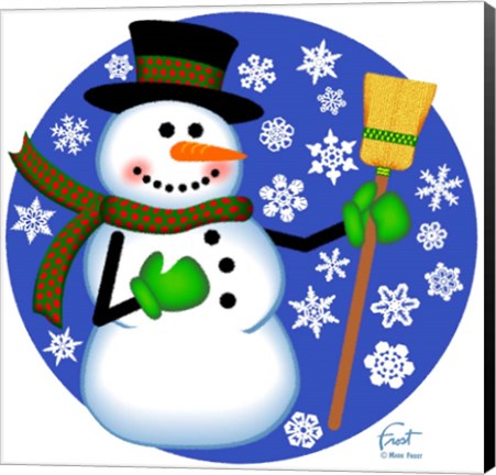 Framed Snowman Broom Print