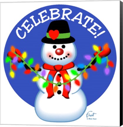 Framed Snowman Christmas Lights Print