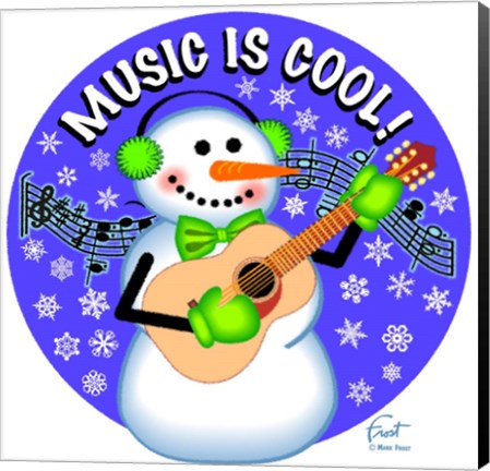 Framed Snowman Guitar Print