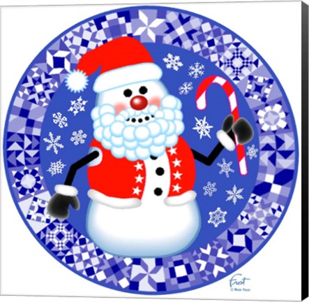 Framed Snowman Santa Quilt Print