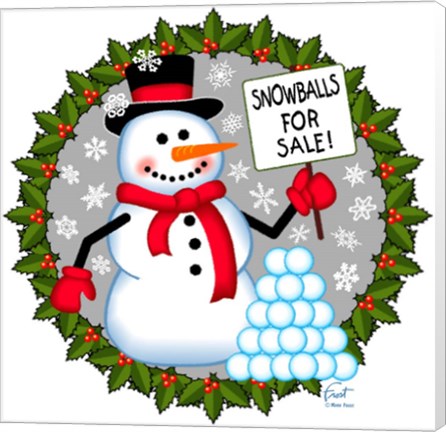 Framed Snowman Snowballs Print