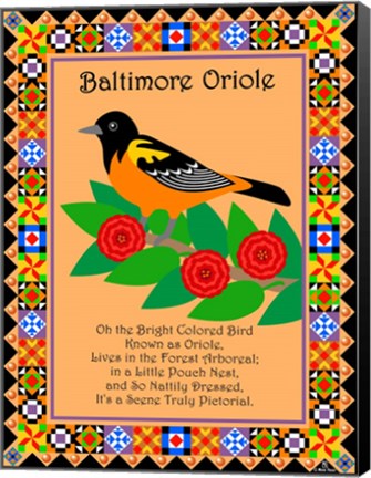 Framed Baltimore Oriole Quilt Print