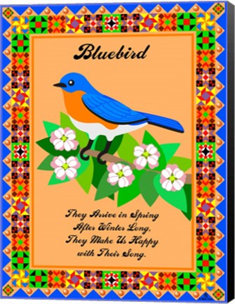 Framed Bluebird Quilt Print
