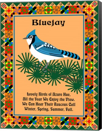 Framed Blue Jay Quilt Print
