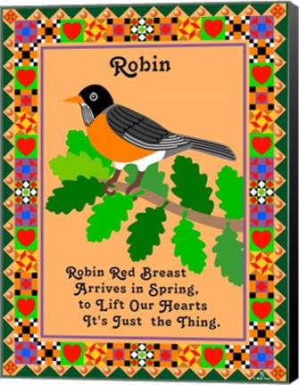 Framed Robin Quilt Print