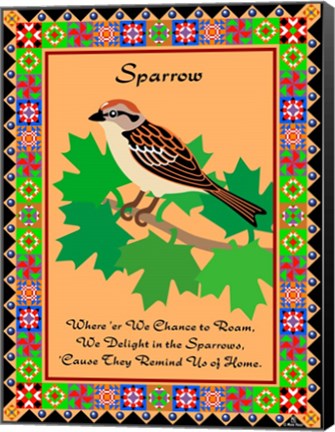 Framed Sparrow Quilt Print