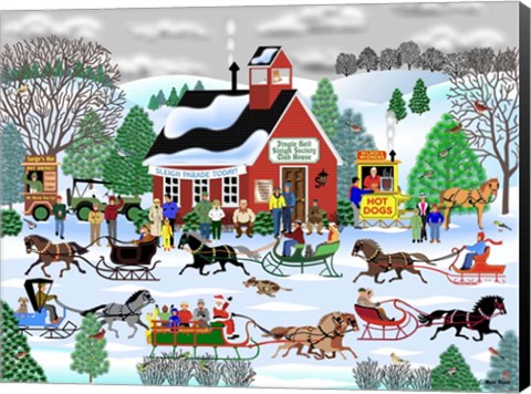 Framed Jingle Bell Sleigh Society Print