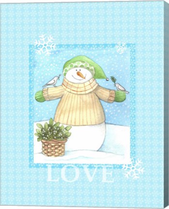 Framed Snowman Dove Love Print