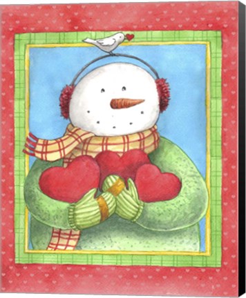 Framed Snowman Give Heart Print