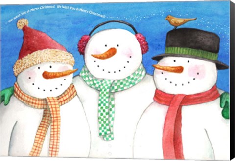 Framed Three Snowmen Sing Print
