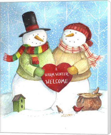 Framed Warm Welcome Snowman Print