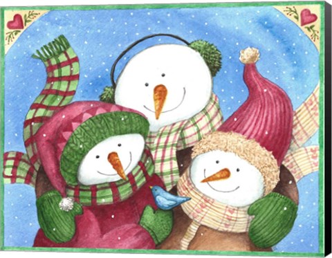 Framed Snowman With Bluebird Print