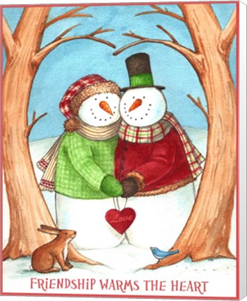 Framed Snowman Tree Heart Share Print