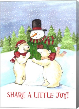 Framed Snowman And Polar Share Joy Print