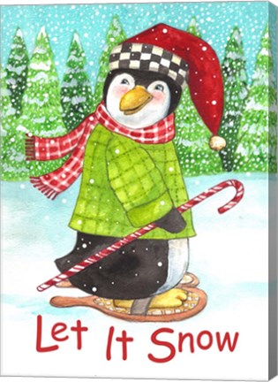 Framed Penguin Let It Snow Print