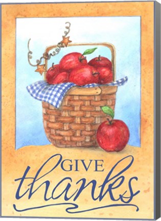 Framed Give Thanks Apple Basket Print