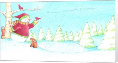 Framed Snowman Bunnies Let It Snow Print