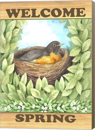 Framed Welcome Spring Robin Print