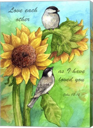 Framed Sunflower And Chickadee Print