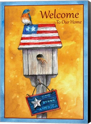 Framed Blue Bird American Welcome Print