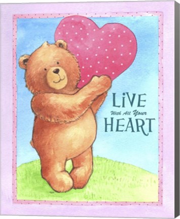 Framed Bear Live With Heart Print