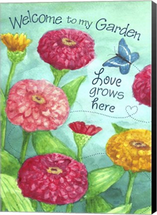Framed Zinnia Welcome Love Print