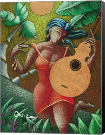 Framed Woman with Guitar Print