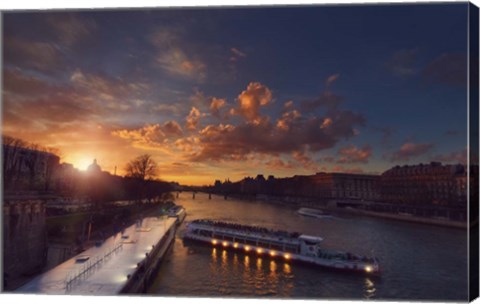 Framed Bateaux Mouches Sunset Print