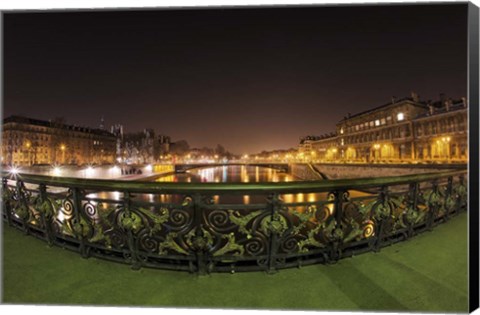 Framed Paris Night Bridge I Print