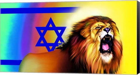 Framed Roaring Lion Star Print
