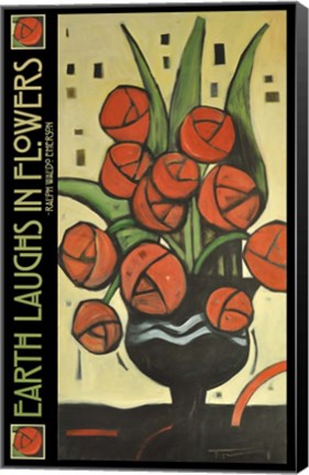 Framed Roses In Vase Poster Print