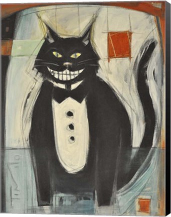 Framed Gato Negro En Tux Print